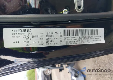 2019 Jeep Cherokee Limited 4X4 z USA, uszkodzony, nr VIN 1C4PJMDX6KD457370